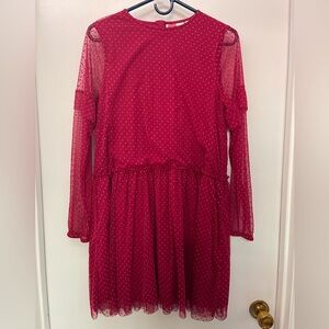 Big girls size 15/16 Boden drop waist dress, lined tulle with Swiss dots.